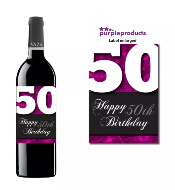 Rose Gold 50th Birthday Wine Label