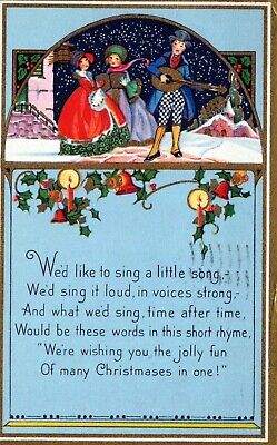 We'd Like To Sing A Little Song Christmas  Posted Vintage Divided Back Post Card
