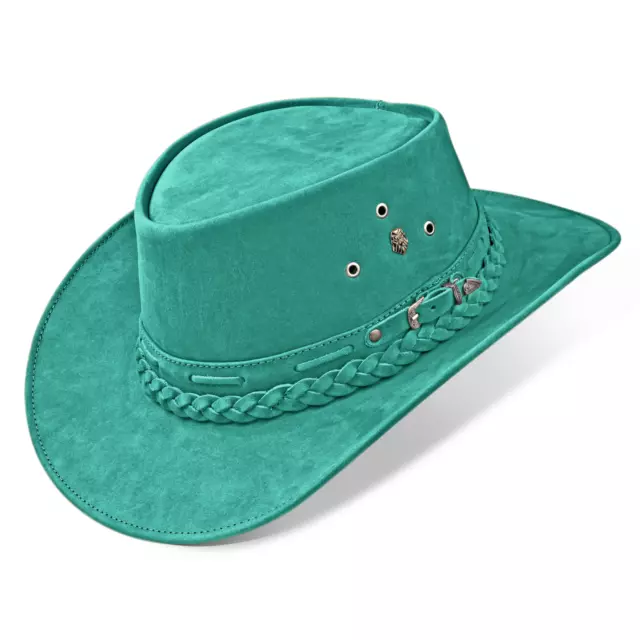 Chapeau Outback Cuir Western Cowboy Style Australien Femmes Cowgirl Chapeau...