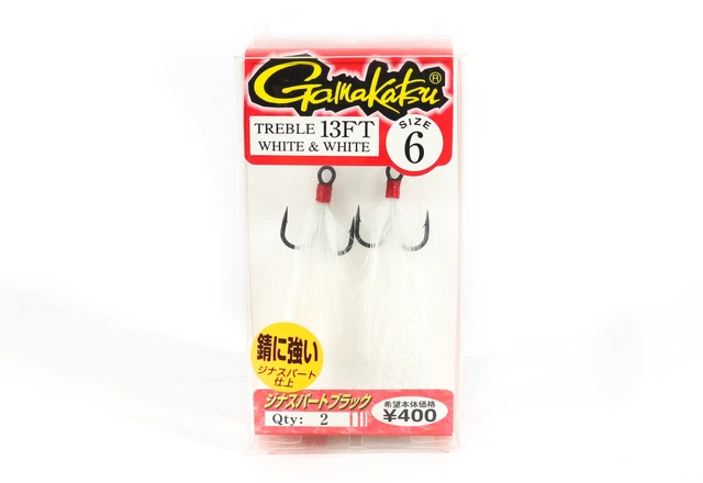 Gamakatsu 66255 Treble Hook 13 FT Feather Type White Size 6 (1279)