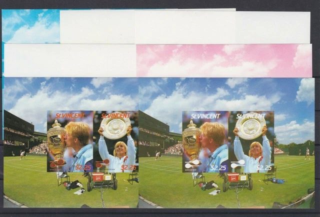 St. Vincent Block 44 postfr./mnh Tennis Phasendrucke proof -02872