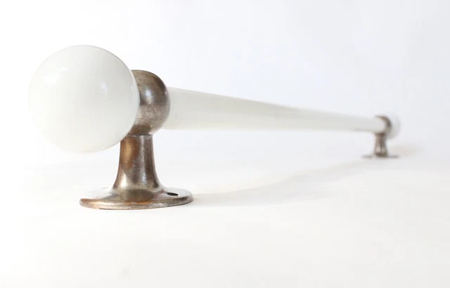 antique milk glass towel bar holder | old vtg glass deco victorian sink towel