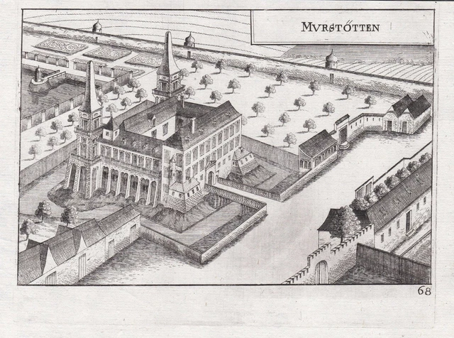 Murstetten Perschling Vista Castello Incisione Stampa Antica Vischer 1672