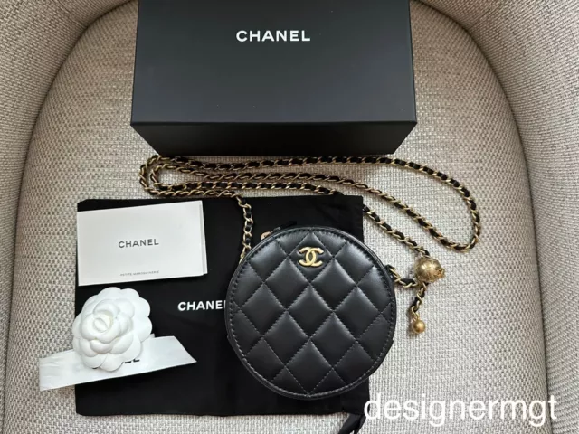 Chanel Vanity with Pearl Crush Chain in Black Lambskin Aged Gold Hardw –  Coco Approved Studio