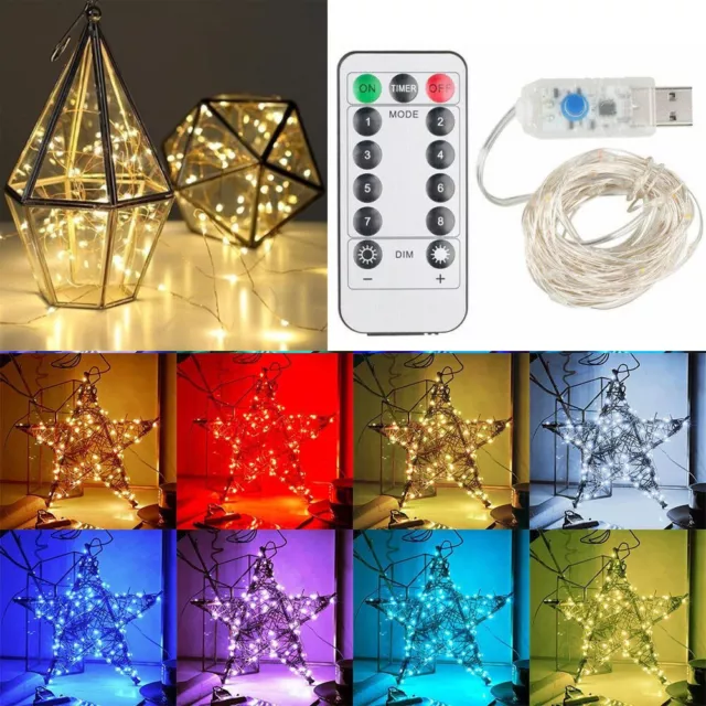 1m-10m USB LED String Light 8 Modes Fairy Curtain Lights Xmas Party Decor ERM