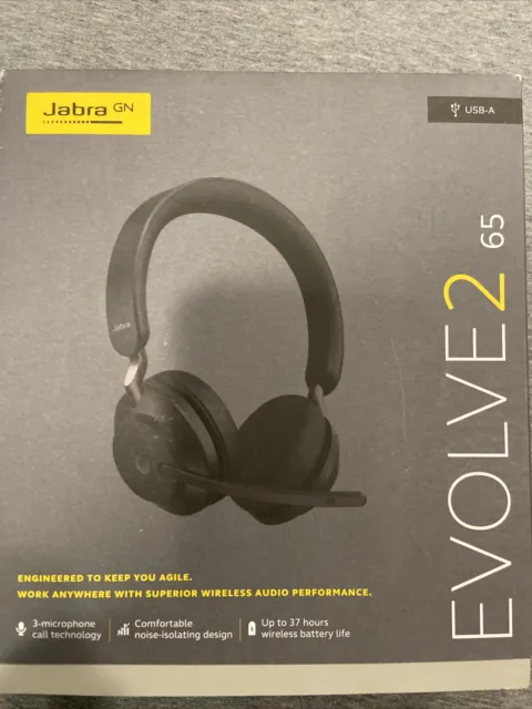 Jabra Evolve2 65 Stereo Wireless Headset (MS Teams, USB-A) - Black