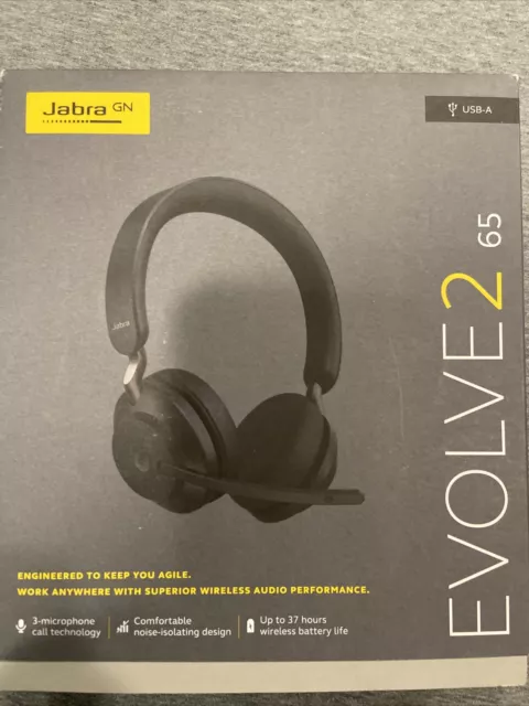 Jabra Evolve2 65 Stereo Wireless Headset (MS Teams, USB-A) - Black