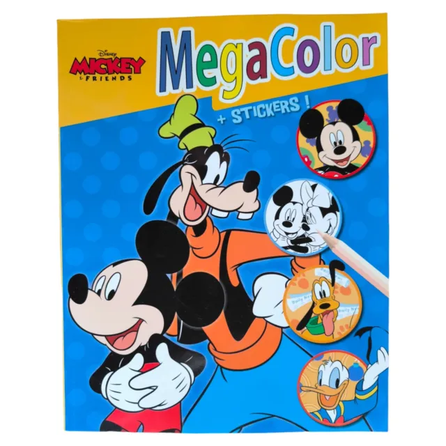 XL Malbuch für Kinder mit Ausmal Bildern & Stickers Micky Maus A4 Disney