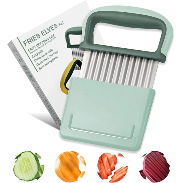 4x Stainless Steel Crinkle Cutter Wavy Vegetable Potato Chip Slicer Knife Blade