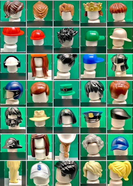 LEGO Minifigure Hair, Female, Male, Hats, Different Sets, 60 Types, 2 Pieces