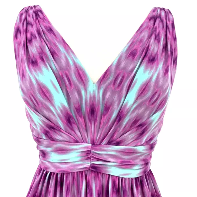 Ivy & Blu Maggy Boutique Dress Womens 2 Purple Tie Dye Sleeveless V Neck Stretch 3