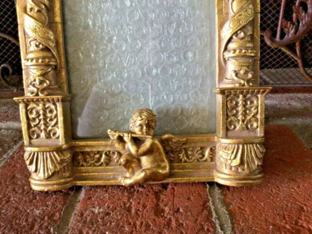 Gorgeous 5x7 Gold Vintage 1960s Frame With Angels & Columns Heavy Excellent Qual 3