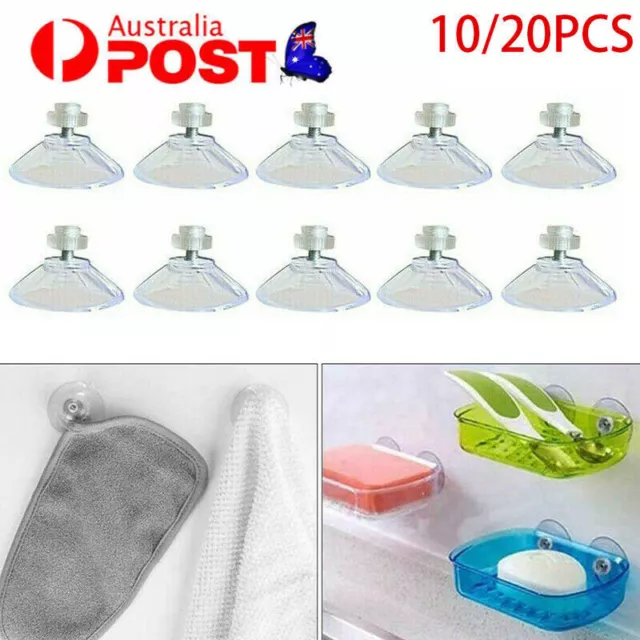 20X Strong Suction Cups with M4 Screw Rod Knurled Hook Clear Kitchen Glass Craft