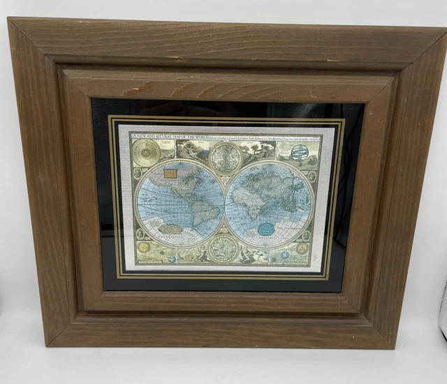 A NEW AND Accvrat Map Of The World 1626 Foiled World Map Wood Frame