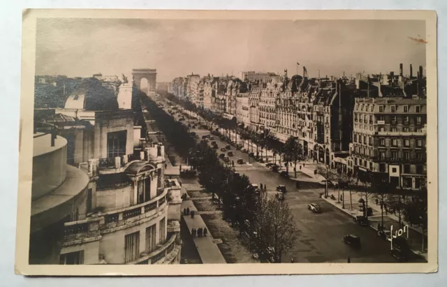 VTG Photo RPPC Postcard Paris en Flanant Avenue des Champs-Elysees Artist Signed