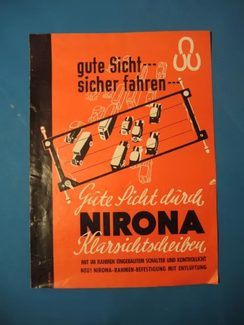 Altes Werbe Prospekt NIRONA Klarsichtscheiben, ca. 30er Jahre