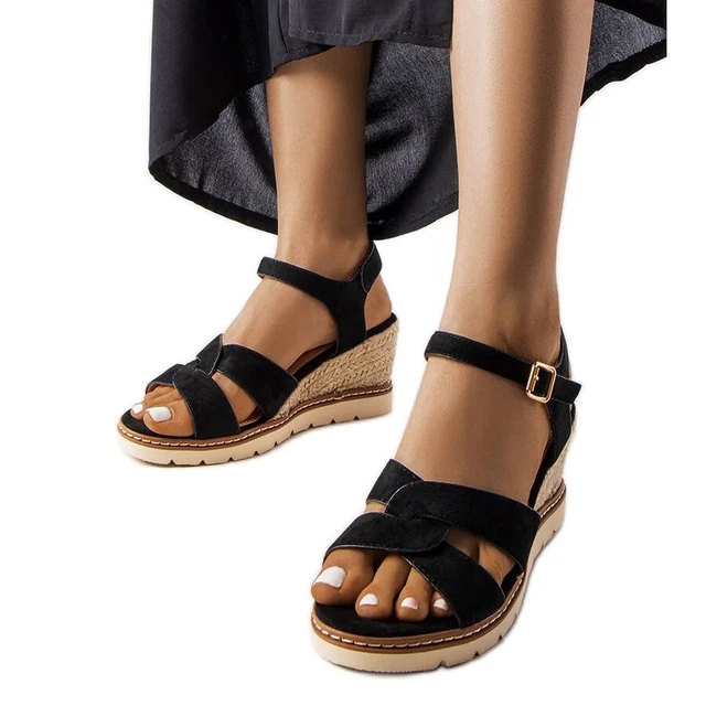 Crocs CROCS BROOKLYN LOW WEDGE W - Sandali con zeppa - black/nero