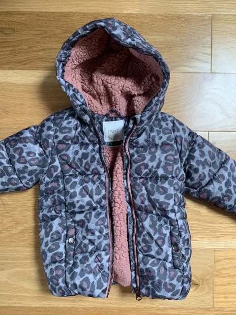 NEXT Baby Girl Winter Coat Jacket Pink leopard Print 18-24 months