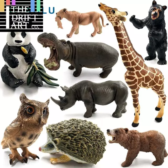 1pc Deer Hippo Giraffe Moose Zebra Fox Owl Animal Miniature Art Toy Figure Doll