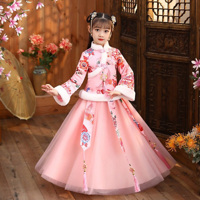 2PCS Baby Girls Fleece Liner Ricamato Cheongsam Dress Festa di Capodanno cinese