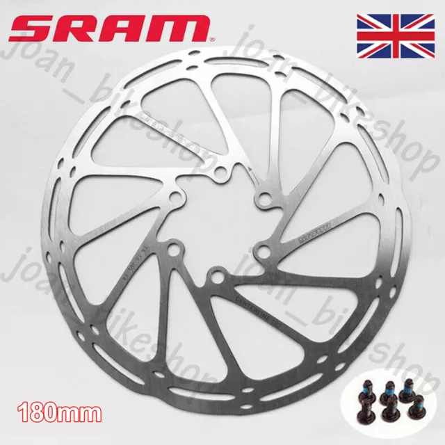 Genuine SRAM 180mm Centreline 6 Bolt Disc Brake Rotor MTB Road Bike Brake Pads