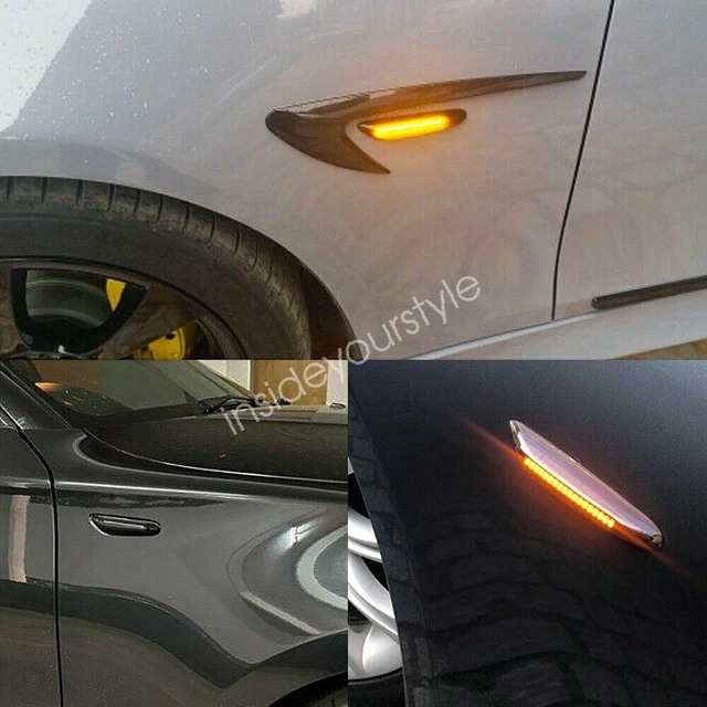 AUXITO 2x Dynamic LED Side Marker Lights For BMW X3 X5 X6 (F25 / E70 / E72) – Smoke Lens, Amber Sequential Turn Signal