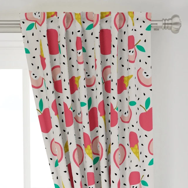 Summer Apple Pink Jumbo Ice Cream Fruit 50" Wide Curtain Panel Spoonflower