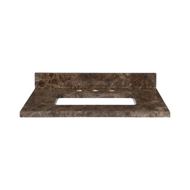 31 Inch Stone Top for Rectangular Undermount Sink-Dark Emperador Finish -