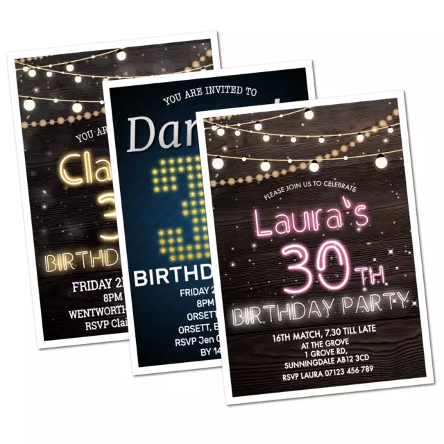 Birthday Invitations • Personalised Party Invites 18th 21st 30th 40th 50th 60th