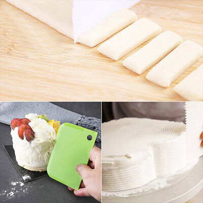Cuchillo raspador de masa de plástico pastelería suave espátula herramienta de hornear 3 piezas cortador de pasteles y