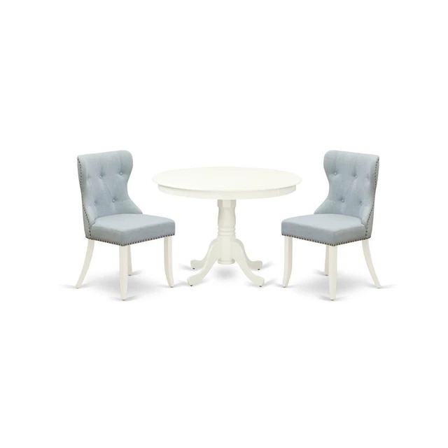 East-West Furniture HLSI3-LWH-15 - A modern dining table set of two...