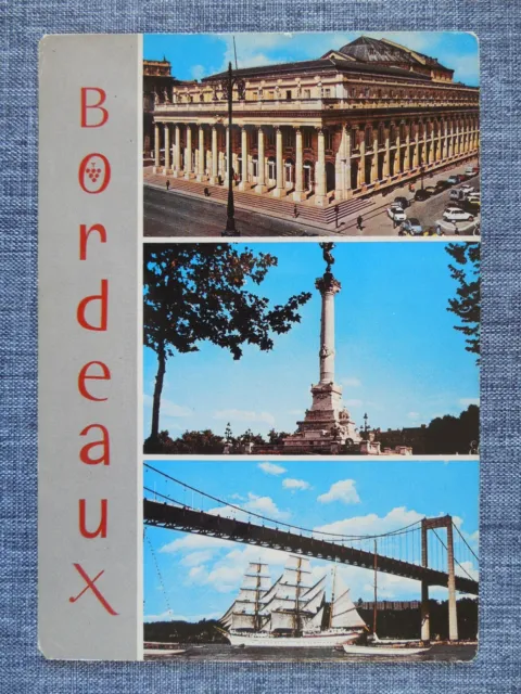 Bordeaux France Vintage Postcard posted 1974 Grand Theater Girondins Bridge