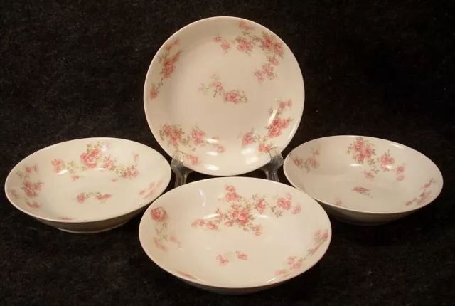 4 Haviland Limoges France Pink Roses Decorated 5 Inch Berry Bowls
