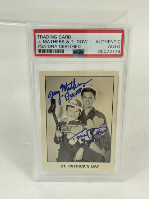 Leave It To Beaver Tony Dow & Jerry Mathers Dual Signed Trading Card PSA Slabbed