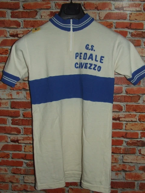 Maillot Cycliste Vintage Eroica Bianchi Piaggio - Laine 80% - Taille M - Années 70