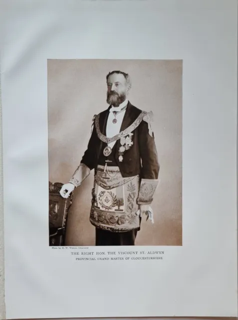 1886 Masoneria Estampado Viscount St Aldwyn Grand Maestro De Gloucestershire
