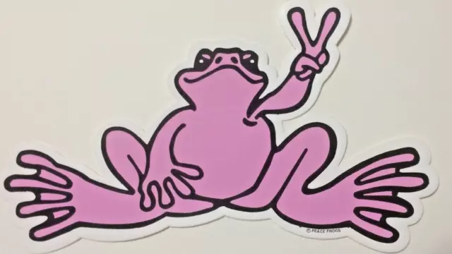 NEW Peace Frogs Decal Sticker Pink Frog 6" x 3" - High Quality Vinyl