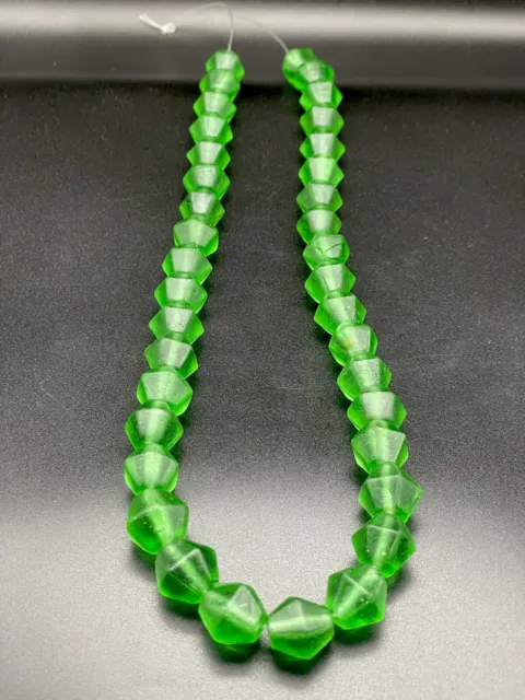Old Beads Ancient Green Cobalt Glass Beads Jewelry Necklace 4
