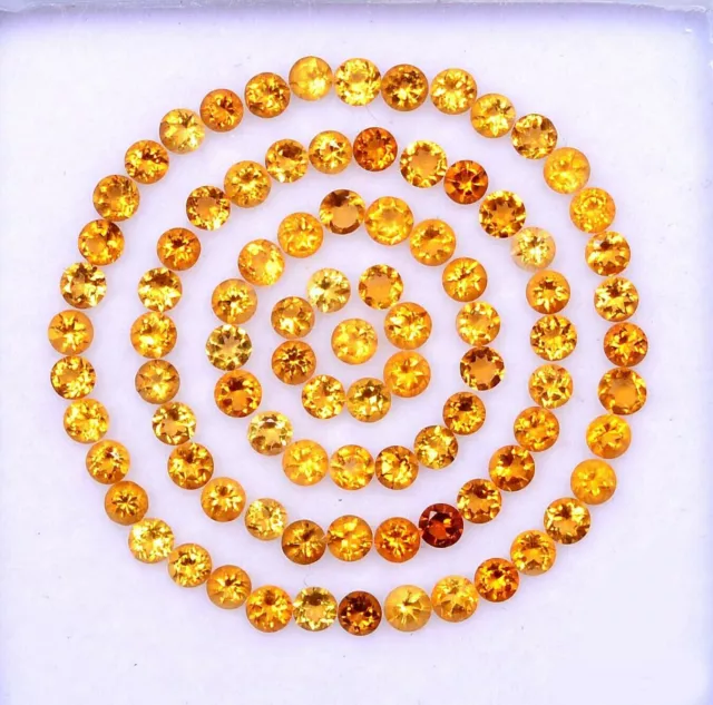 Natural Citrine 2.5 Mm Round Cut Yellow Faceted Loose Calibrated Gemstone Lot