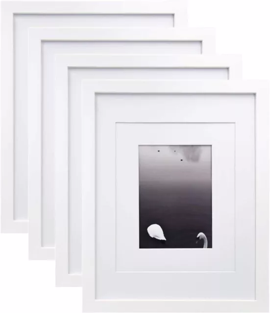 11x14 Picture Frames Made of Solid Wood 4 PCS White  for Table Top Wall Mounting