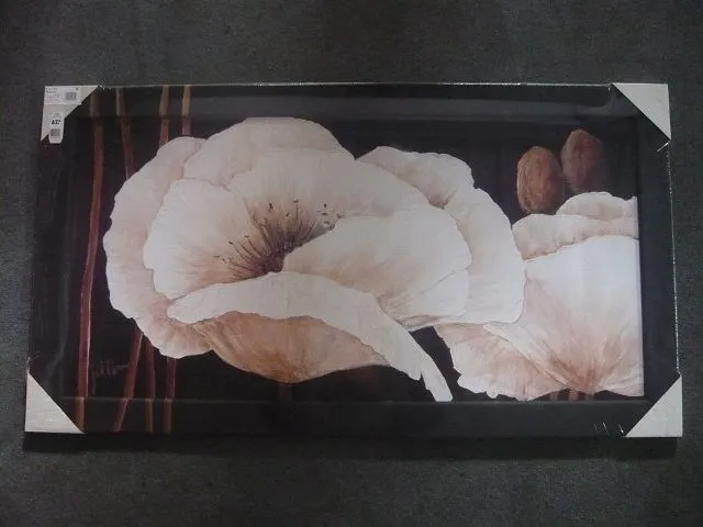 1x Wandbild Bild mit Rahmen Blumen Blaetter Blueten ca. 60 x 110 cm Angebot