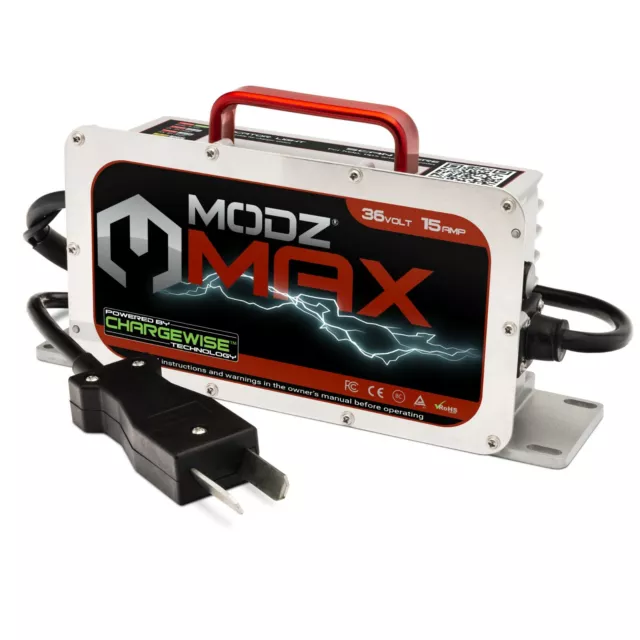 MODZ Max36 15 AMP Charger for 36 Volt Golf Carts with Crowfoot Plug