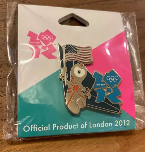 London 2012 Mascot Wenlock with USA Flag Olympic Pin