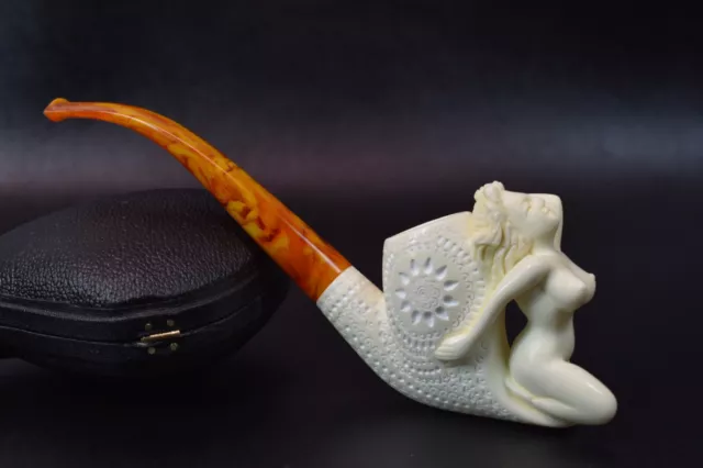 Nude Lady Smoking Pipe Block Meerschaum-NEW Handmade W Custom Made Fitted Case#5