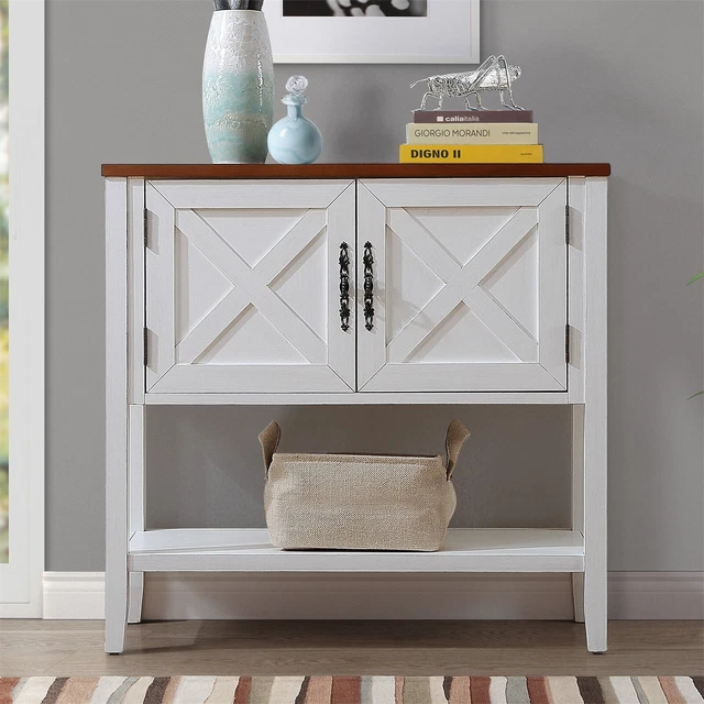 Kitchen Sideboard Console Table Wood Buffet Cabinet Storage with Bottom Shelf