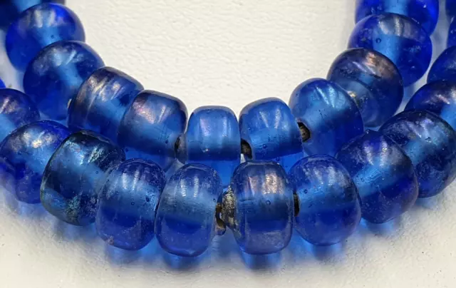 Antique glass beads Dutch Annular lamp work African trade cobalt blue BEADS