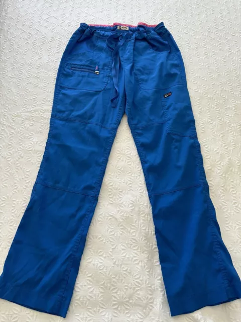 KOI Lite 721-P Women's Peace Scrub Pants Royal Blue Size XS Petite Cargo Pockets