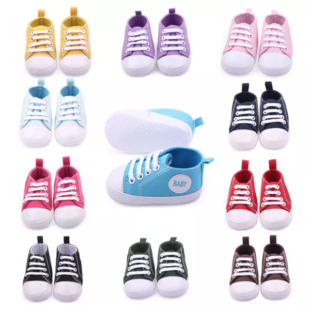 Baby Girls Boys Canvas Sneakers Soft Sole First Walkers Casual Crib Shoes 0-12M