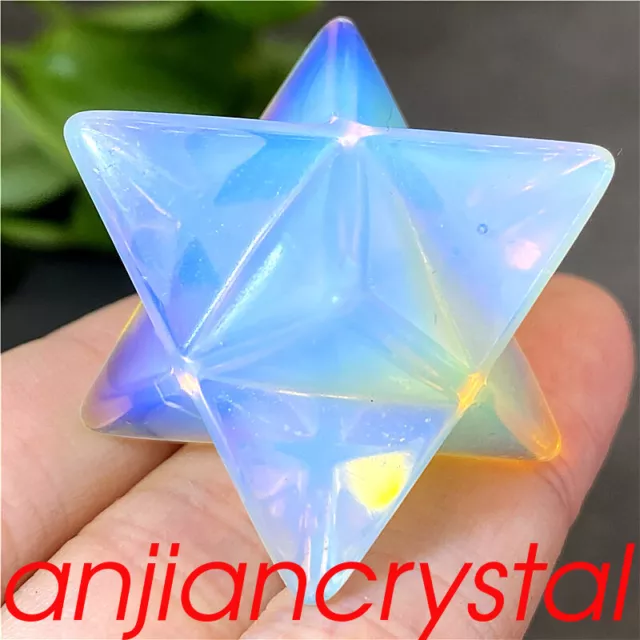 1pcs opalite Merkaba Star Quartz Crystal Pendant Reiki Healing Gem Mineral 1.5"