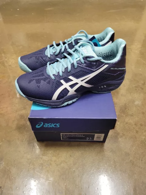 Asics Gel-Solution Speed 3 Blue Synthetic Womens Lace Up Tennis Pickleball Shoe